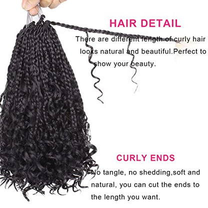 Unionbeauty 8 Packs 10 Inch Boho Box Braids Crochet Hair Goddess Box Braids Crochet Hair for Black Woman with Curly Ends Bohemian Hippie Crochet Braids Hair Synthetic Braiding Hair Extension 1B# - color: 1B#, size: 10 Inch (Pack of 8)