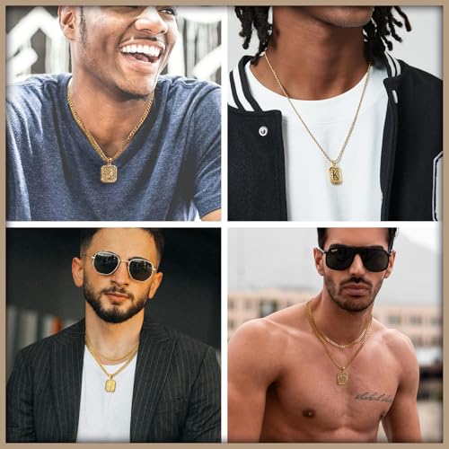 ASUWISH Gold Initial Necklaces for Men and Women, 18K Gold Plated Letter A-Z Cross Pendant with Adjustable Rope Chain, Letter Necklace for Women and Men - color: J, style: Gold