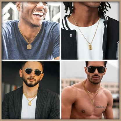 ASUWISH Gold Initial Necklaces for Men and Women, 18K Gold Plated Letter A-Z Cross Pendant with Adjustable Rope Chain, Letter Necklace for Women and Men - color: J, style: Gold