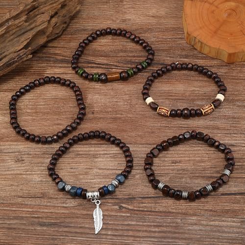 Wood Bead Necklace Africa Wooden Chain Statement Unisex Chunky Necklaces - color: 5 Wooden bracelet-20