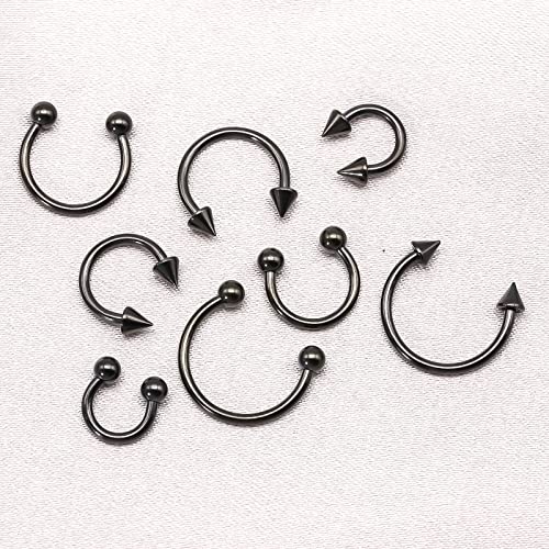 BLISI G23 Solid Titanium Eyebrow Piercing Jewelry, Gold Black Rose Gold Silver Pink Rainbow Eyebrow Rings 16G Curved Barbell,Tiny Vertical Labret Lip Jewelry Rook Piercing Jewelry for Women and Men - color: Black 2