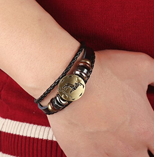 Punk Alloy Leather Bracelet for Constellation Braided Rope Bracelet Bangle - style: Capricorne