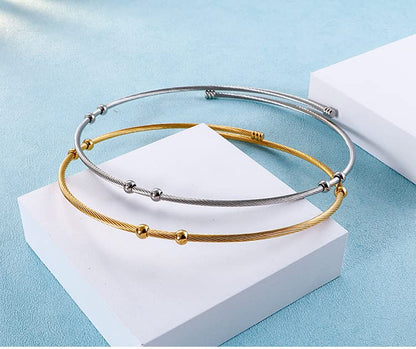 JAJAFOOK Minimalist Round Gold-Tone Bar Necklace Simple Fashion High Neck Choker Female King Neckwire - color: Wire Bead-Silver