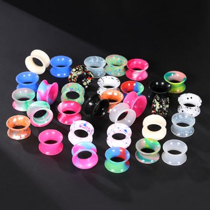 Xpircn 30Pcs Silicone Ear Gauges Flexible Ear Tunnels Plugs Stretchers Expander Double Flared Flesh Ear Piercing Jewelry for Women Men - style: Mixed Color:1/2"(12mm)