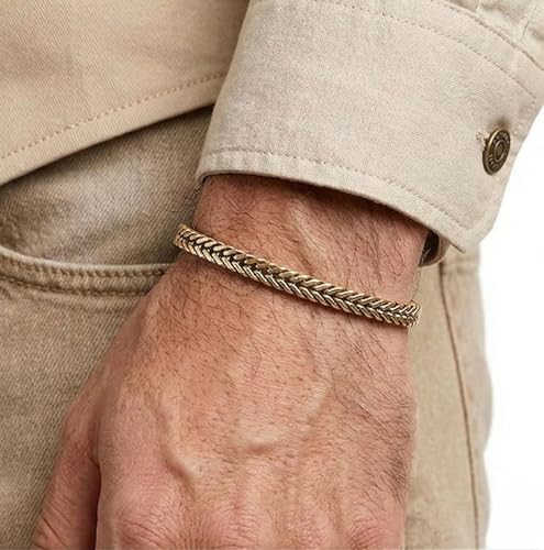 Galis Chain Bracelets For Men - Premium Stainless Steel, Silver, Gold Plated Non Tarnish - Mens Jewelry, Fathers Day Gift - color: Gold, size: 7 Inches