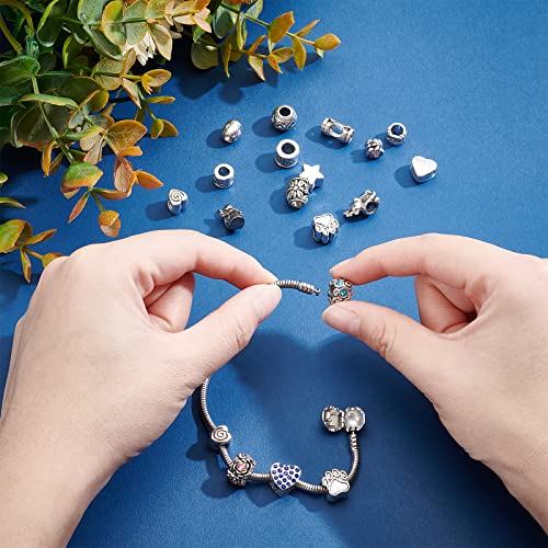 PH PandaHall 7.8 Inch Charm Bracelet Bead Charms Stainless Steel | European Snake Chain Bracelets with Round Barrel Snap Clasp For Women Bracelet DIY Jewelry Making
