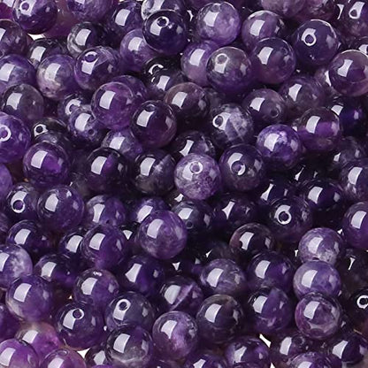 LAIDANLA Amethyst 6mm Natural Stone Beads Round Loose Gemstone Stone Beads for DIY Bracelet Necklace Earrings Jewelry Making Polishing Genuine Real Beading Crystal 96PCS 2 Strand 32" - color: D-Amethyst, size: 6mm
