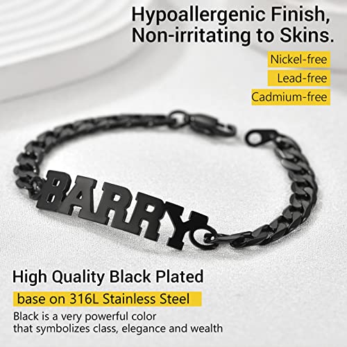 PROSTEEL Bracelets for Men, Figaro/Cuban Mens Bracelet, Silver/Gold/Black | 6/9/13mm Width, 7.5/8.3/9" Length, Stainless Steel Mens Bracelet, Durable & Non Tarnish, Chunky Jewelry with Gift Box - style: H 6mm-Cuban-Black-Custom