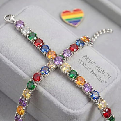 925 Sterling Silver Bracelets for Women Stack, Trendy Tennis Bangle Cuff Jewelry Set 14K Gold Plated, Adjustable Bracelet Set for Wrist Essentials, Women Fashion Watch Band Acecessories - style: SZ-TENNIS-rainbow4mm-silver