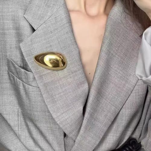 Geometric Teardrop Brooch for Women Gold Silver Statement Metal Brooch Pins Chunky Irregular Round Lapel Pin Coat Sweater Scarves Shawl Brooches Fashion Wedding Party Prom Jewelry - color: Gold