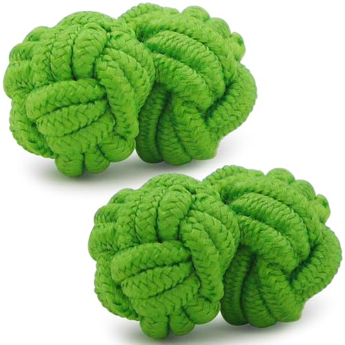 HONEY BEAR Round Silk Knot Elastic Fabric Cufflinks for Men Women 1 Pair | Wedding Business, Tarnish-Resistant, for Groomsmen, Father, Husband, Wife, Anniversary, and Formal Events - style: Bright Green