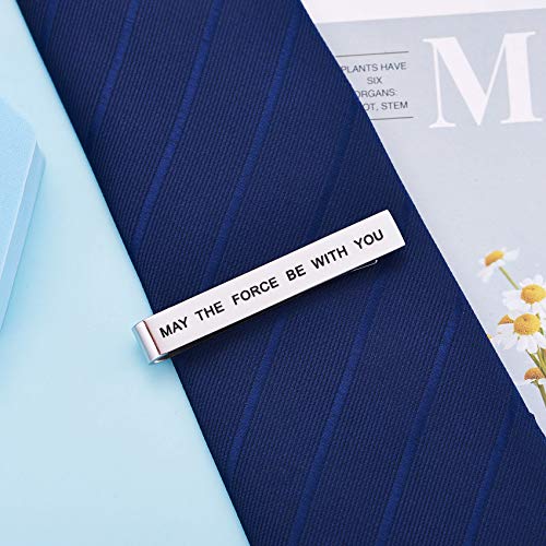 LParkin Premium Stainless Steel Tie Clip for Men & Women - Polished Finish, Secure Hold, Classic Accessory & Unique Gift - style: May The Force Be with You Tie Clip