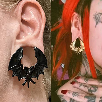 DOEARKO 2PCS Ear Gauges Cool Bat Saddle Ear Plugs Tunnels 316 Stainless Steel Hypoallergenic Earrings Gauges for Ears Expander Body Piercing Jewelry - color: Gold, size: 3/8"