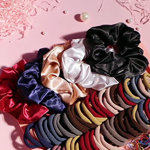 YANRONG 1159PCS Hair Accessories for Woman Set Seamless Ponytail Holders Variety Hair Scrunchies Hair Bands Scrunchy Hair Ties For Thick and Curly (Deep Colour) - color: Deep Colour