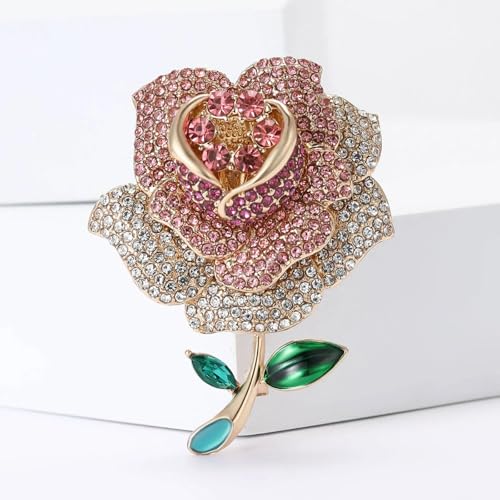 SYWDUDUCLT Fashion Elegant Brooches for Women Brooch, Suitable For Party And Daily Wear On Many Occasions - style: Rose-Rhinestone
