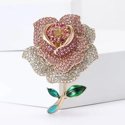 SYWDUDUCLT Fashion Elegant Brooches for Women Brooch, Suitable For Party And Daily Wear On Many Occasions - style: Rose-Rhinestone