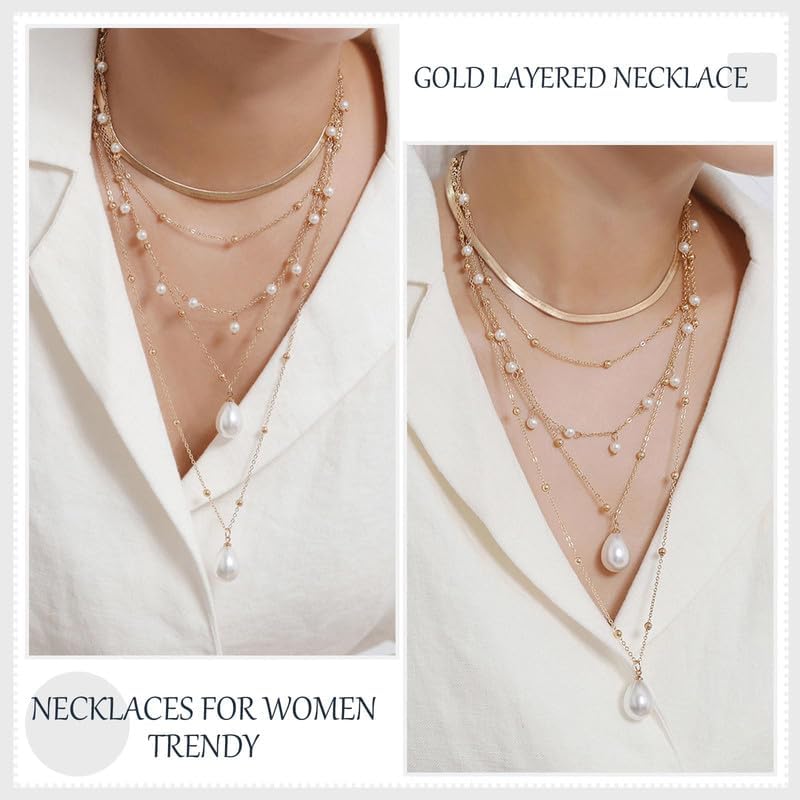 Layered Gold Necklace Set with Coin Pendant Boho Beaded Design Adjustable Chain Jewelry for Everyday Stacking Accessories - color: B