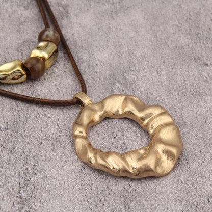 Boho Necklaces for Women Chunky Circle Necklace Bohemian Necklaces | Chunky Boho Necklace for Women Layered Boho Circle Leather Choker Necklace Long Vintage Necklaces Bohemian Jewlery Gifts - style: Large Pendant Necklaces