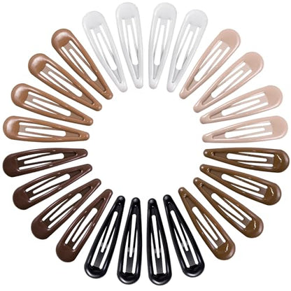 24 PCS 2.36 In Metal Snap Hair Barrettes For Women Water Drop Shape Hair Clips For Thick Thin Fine Hair,Bright Black Brown Beige White - color: Bright Black Brown Beige White
