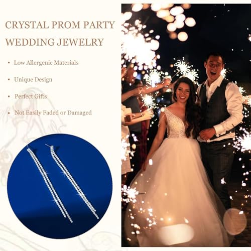 Rhinestone Earrings Prom Earrings for Women Sparkly Long Tassel Chandelier Drop Statement Earring Jewerly Gifts Wedding Party Prom Dresses Accessories - color: C1:silver