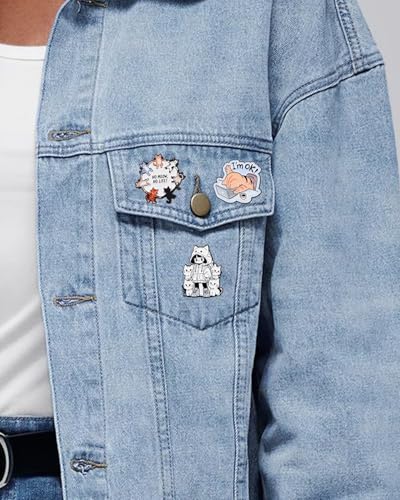 13 Pcs Cute Cat Enamel Pins Set, Funny Kawaii Kitty Lapel Pins with Rubber Backs, Collectible Animal Badges in Gift Box for Backpacks, Jackets, Hats, Tote Bags & Lanyards
