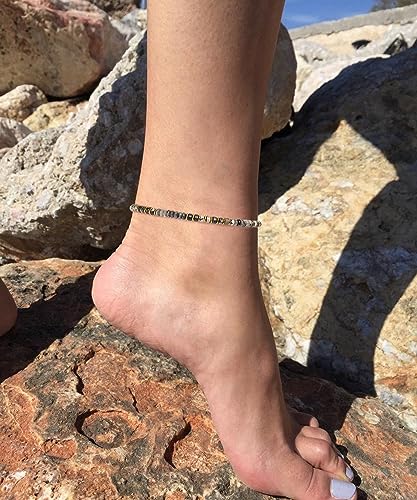 XIJIN Natural Stone Beaded Anklets for Women Handmade Beach Boho Turquoise Beads Ankle Bracelet Jewelry Gift for Her - color: D