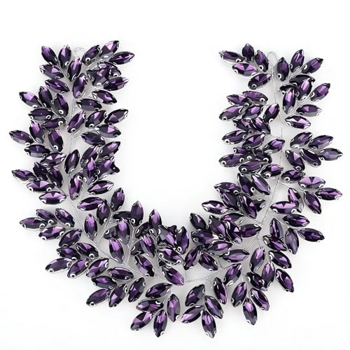Missgrace Women Silver Green Black Red Blue Handmade Full Crystal Rhinestone Large Headband Hair Vine Shinny Headpiece Bridal Wedding Hair Accessories for Women (Purple) - color: Purple