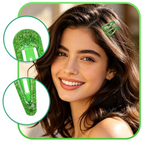 48 Pcs Cute Metal Snap Hair Clips, Non-Slip Barrettes for Women and Girls, Hair Accessories for Parties, School & Daily Use (green) - color: green