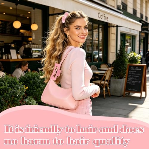 YISSION Claw Clip and Satin Scrunchie Set, 2 Pack Light Pink Hair Accessories, No Damage Hair Ties Non Slip Large Hair Clips for Women Girls Thick Thin Hair Daily Wear Party Wedding - color: Pink