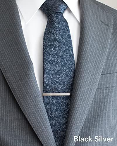 [TAVARAT] Tie Clip Tie Clips for Men Black Silver Tie Bar Tie Pin Tps-043 - style: black silver