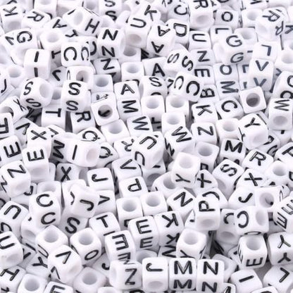 Acrylic Letter Beads Alphabet Black Letter White Cube Beads for Friendship Bracelets and Gifts Souvenir Jewelry Making(6 * 6mm Cube, 900pcs) - color: Black White(Cube)