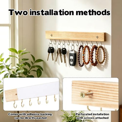Rainmae 3 PCS Necklace Holder Jewelry Organizer Hanger with 39 Hooks Wooden Wall Mounted Jewelry Storage Holder for Necklaces Earrings and Bracelets Decorative Display Rack for Closet Bedroom
