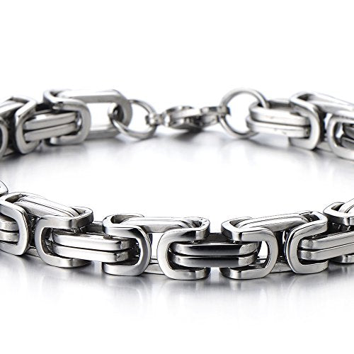 COOLSTEELANDBEYOND Mens Women New Stainless Steel Braided Link Bracelet Polished - color: A-Metal Color: Silver