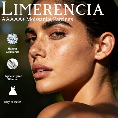 Limerencia Moissanite Internal Thread 18G Titanium Earrings, Hypoallergenic F136 Titanium Flat Back Piercing Studs, VVS1 Lab-created Moissanite Studs for Women Men Tragus Helix Cartilage Conch Labret - color: Silver, size: 5mm-1ct(0.5ct Each)