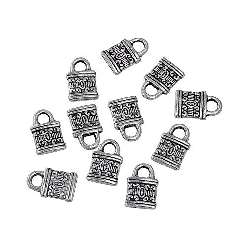 RUBYCA 60PCS Charm Pendant Chinese Lock Tibetan Metal Beads Silver Color Jewelry Making Bracelet DIY - color: Chinese Lock, size: 60 PCS