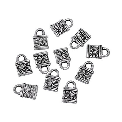 RUBYCA 60PCS Charm Pendant Chinese Lock Tibetan Metal Beads Silver Color Jewelry Making Bracelet DIY - color: Chinese Lock, size: 60 PCS