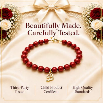 Baby Crystals Personalized Red Bracelet for Protection –Baby Jewelry for Girls | 14K Gold-Plated or Sterling Silver Initial Charm Bracelet | Baptism, Birthday Gifts - style: Initial 14K Gold Plated