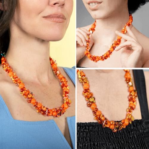 Beaded Necklaces Necklaces Shell- Colorful Beads y Summer 20-23 Inch - color: Orange