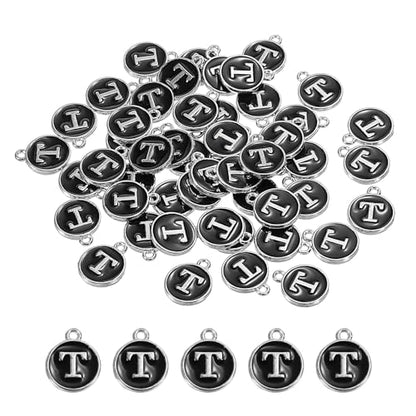 MECCANIXITY Alphabet Enamel Letter Charm Jewelry Charm Pendant for Jewelry Making, Bracelet, Craft - style: T