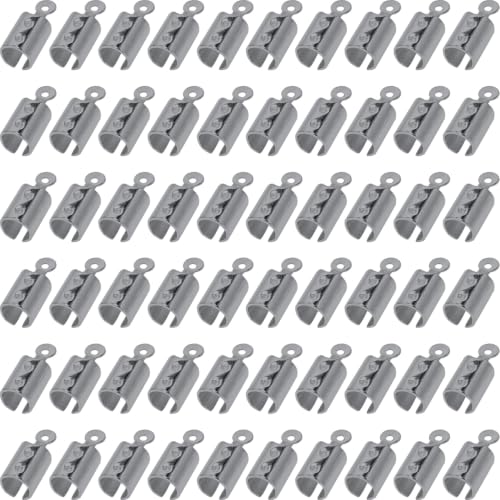 200pcs Fold Over Cord Ends Crimp End Tips Stainless Steel Cord Crimp End Tips Leather Ribbon Ending Clasp Tips Jewelry Connector for Bracelets Leather Jewelry Making(Gun Black) - color: gun black