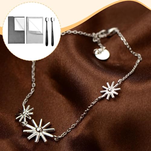 Yiju 2 Pieces Jewelry Cleaning Cloth Silver Cleaning Cloth Kit Silver Jewellery Cleaner Kit Double Sided Use Multifunctional with 2 Brush Flannel PP, Light Gray Dark Gray - color: Light Gray Dark Gray