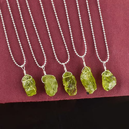 Natural Gemstones Pendant Necklace, Rough Stones, Silver Plated, Chakra Healing Crystals, Handmade, Wedding, Birthday, Minimalist, Jewelry for Women