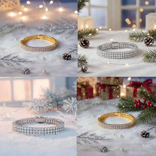 2 Rows Tennis Bracelets for Women Men - 18K Yellow Gold Plated 3mm Round Cut Cubic Zirconia Classic Tennis Bracelet, Size 6.5-8.5 Inch - color: Gold - 3 Rows, size: 8 inch