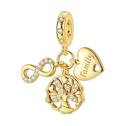 Gold Flower Family Charms for Bracelet Bead Charm for Women Jewelry Present - style: Gold Eternal Family Tree
