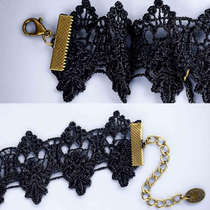 Olbye Black Choker Necklace for Women Gothic Lace Chokers Collar Statement Rhinestone Goth Costume Accessories Halloween Necklace Jewelry - color: Black B