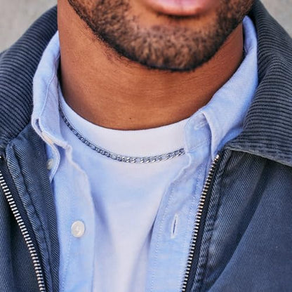 EVE'S ADDICTION Men's 6mm Stainless Steel Figaro Chain - Men's Necklaces - Birthday Gift for Him - Gift for Boyfriend - Gifts for Him