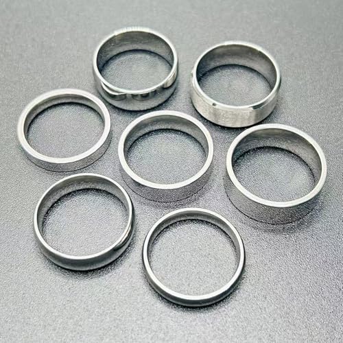 7Pcs Classic Gold Men's Wedding Rings Set,4mm 6mm 8mm Stainless Steel Silver Band Ring for Men Women,18K Gold Plated Band Rings,Comfort Fit Size 6 to 11 - style: Silver 7-piece set