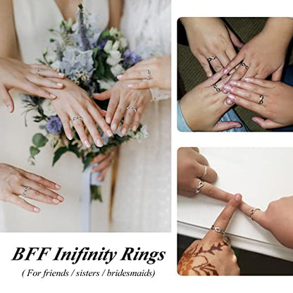 Bestyle Simple S925 Sterling Silver Infinity Rings Cubic Zirconia Rings, Nice Cute BFF Friendship Rings, Dainty Eternity Promise Wedding Bands Perfect Every Day Ring, Size 4-12, Words Engavable - color: 1. Silver Infinity Ring (NO custom)
