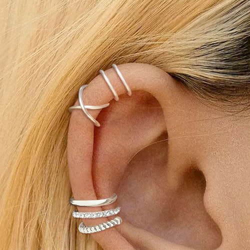 Ear Cuffs for Women Non Piercing Ear Cuff Earrings Non Pierced Cartilage Earrings Adults Christmas Stocking Stuffers Trendy Gifts 2025 - color: A1:5PCS Gold Ear Cuffs