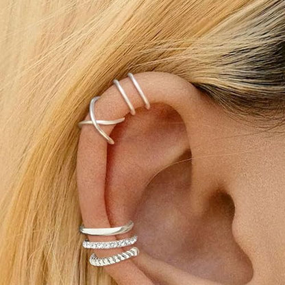 Ear Cuffs for Women Non Piercing Ear Cuff Earrings Non Pierced Cartilage Earrings Adults Christmas Stocking Stuffers Trendy Gifts 2025 - color: A1:5PCS Gold Ear Cuffs
